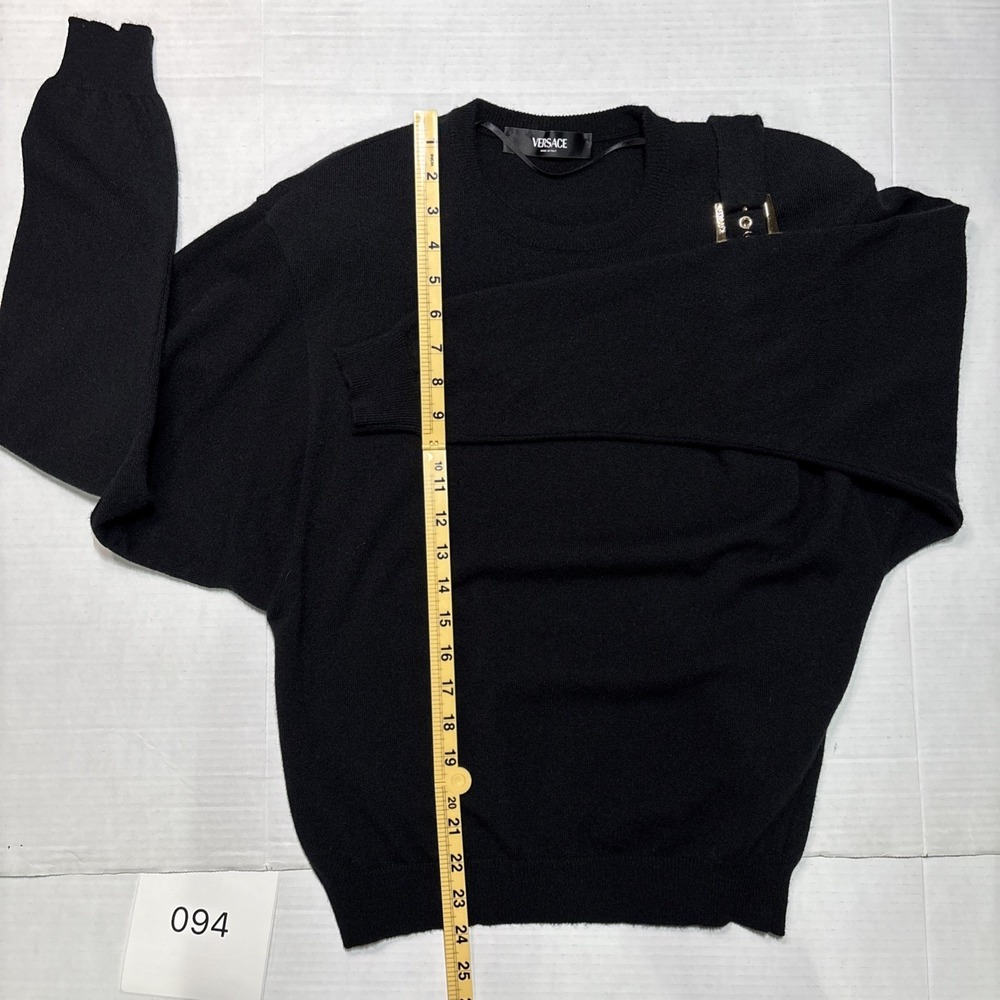 Versace Wool Buckle Sweater Black Size-42 US 6 Gold Hardware Made in Italy - Picture 12 of 15